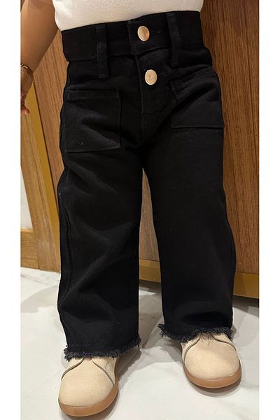 minny max Girl's Black Wide Leg Jeans Denim Trousers