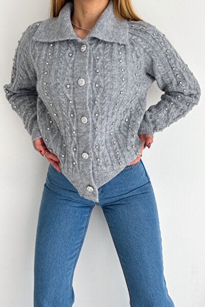 FEMELLE Standard Size Pearl Knitwear Cardigan