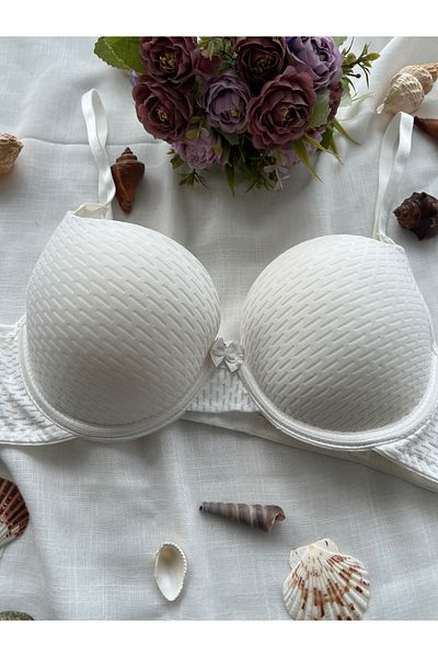MODELLİFE Sutien alb dublu cu push-up dublu ultra-suport Sutien cu căptușeală dublă ultra-moale