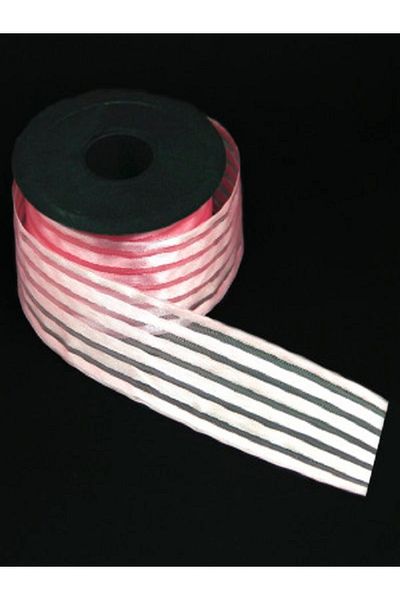 Kazanabil Satin Striped Chiffon Ribbon PINK 20 METERS