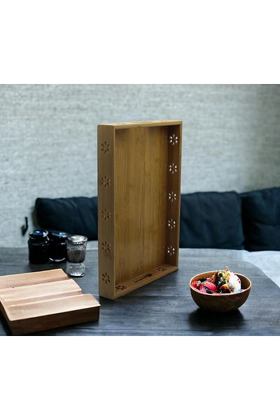 Kotia Home BAMBOO DECORATED TRAY (LARGE)