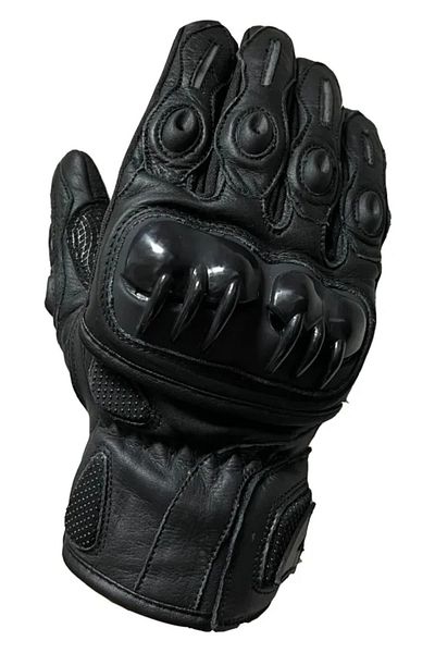 VENOM VN-9021 Genuine Leather Black Biker Gloves with Joint Protection