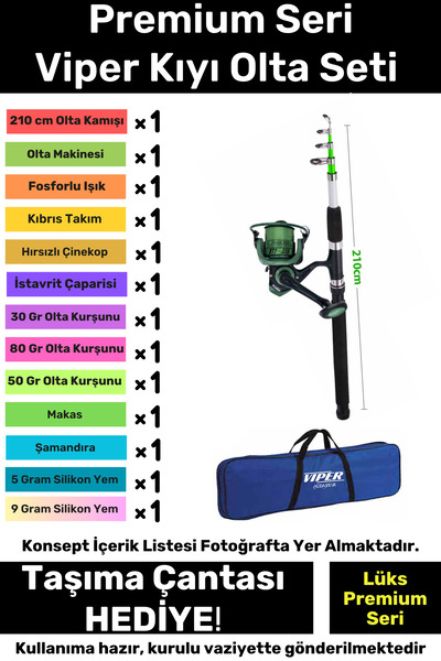 Carlburn Özel Üretim Şık Taşıma Çantalı Hazır Kurulu Balık Viper Kıyı Olta Se...