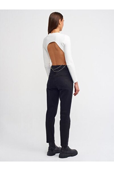 Geppetto Penolope Γυναικείο Stager Μαύρο Ψηλόμεσο ελαστικό ύφασμα Mom Jeans MOMJEANS