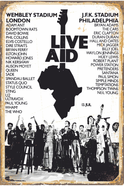 Hayat Poster Συναυλία Queen Live Aid 1985 - Αφίσα ρετρό ξύλινη αφίσα με αξέχα...