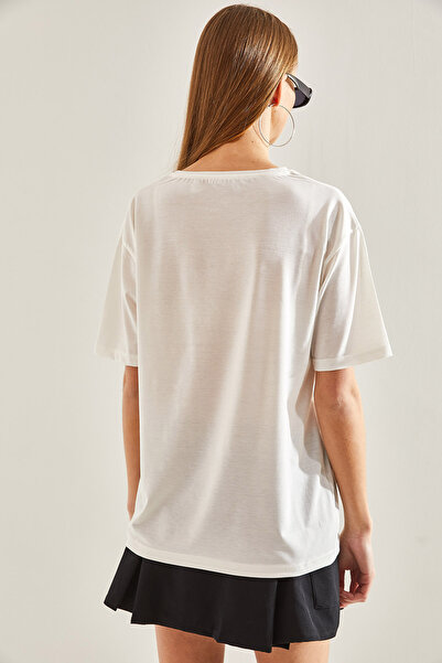 Bianco Lucci Γυναικείο εμπριμέ χτενισμένο βαμβακερό μπλουζάκι60101014