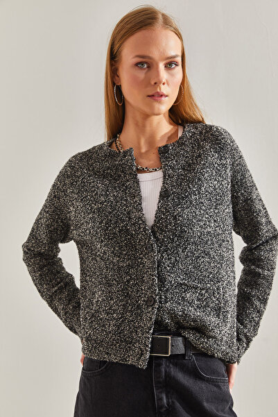Bianco Lucci Women's Buttoned Boucle Cardigan20234520
