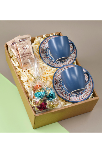 Bonitagift Renkli Fincan& Çikolata& Tek Içimlik Türk Kahvesi Hediye Seti