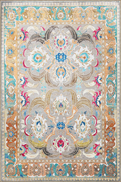 Rugs Modern Halı Çok Renkli Motifli Etnik Çiçek Desenli Vintage Dekoratif Hal...