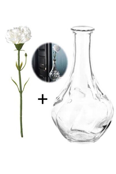 HOLLYHOME VILJESTARK Mini vază din sticlă 17cm + SMYCKA Floare artificială al...