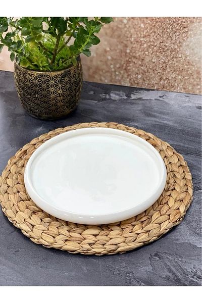 behila Tekbir Porcelain Serving Plate 1 Piece 23.8x2.5 Cm