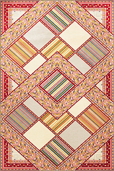 Rugs Modern Halı Бежово-оранжев винтидж декоративен килим с флорални и геомет...