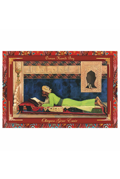 Hayat Poster osman hamdi bey kitap okuyan genç emir tablosu otantik çerçeve g...
