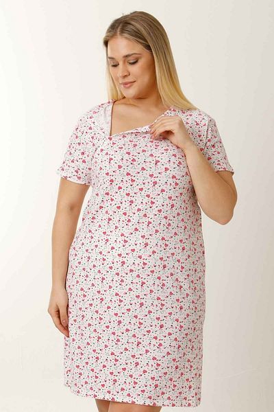 par lingerie pl CAMA DE NOAPTE DE MATERNITATE CU MÂNECĂ SCURTĂ CU INIMITE ALB