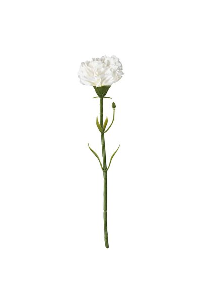 HOLLYHOME 2'li Vazo+Çiçek; VILJESTARK Mini Cam Vazo 17cm + SMYCKA Beyaz Yapay Karanfil Çiçek 30 cm
