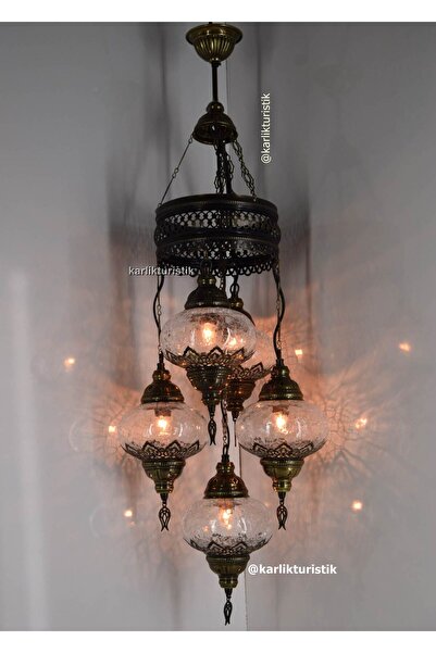 karlıkturistik Otantik Sarkıt Avize 4+1 Dekoratif Ev Aydınlatması Tavan Lambası Lazerli