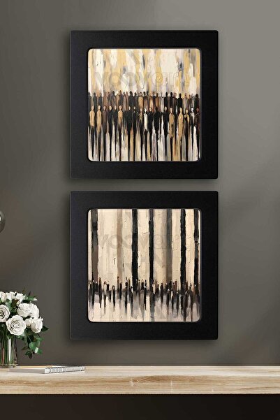 Voovart Kompakt Çerçeveli Dekoratif Tablo Seti ( 30x30cm 2 Adet ) - EW1099