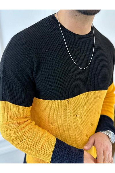elkumoda Sweater Oversize Non-Pilling Natural Cotton Knitted Knitwear Sweater with Ripped Detail
