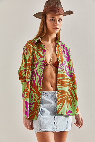 Bianco Lucci Több mintás színes vászon női ing