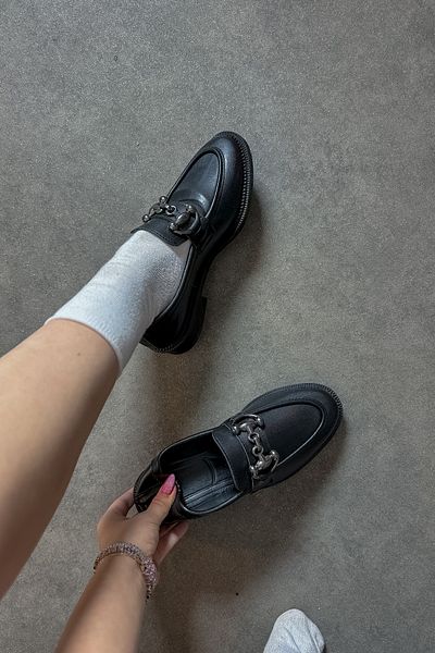 SHOEBELLAS Дамски мокасини с катарама от естествена кожа Charles Black