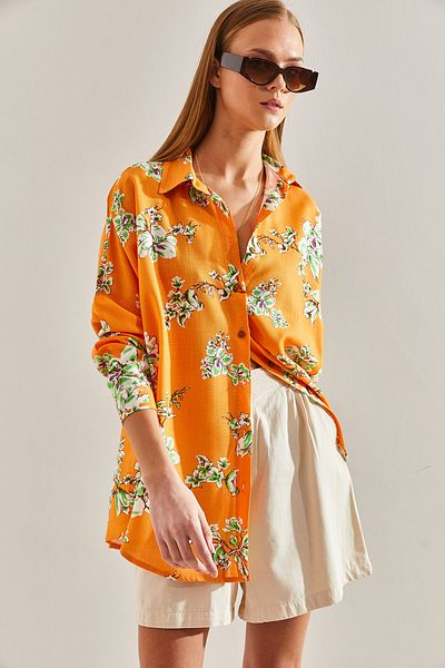 Bianco Lucci Cămașă casual din in cu model floral pentru femei60101015