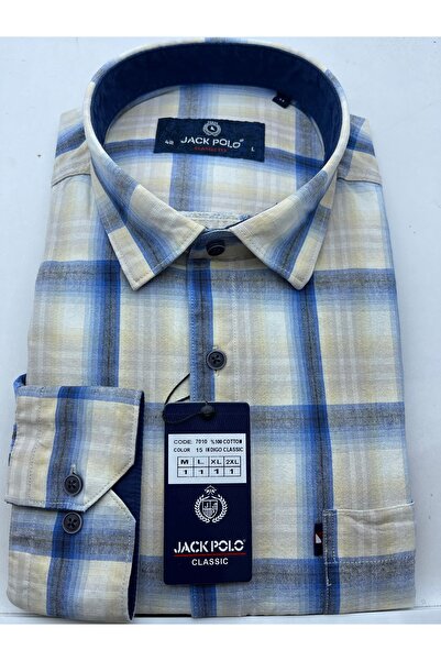 Jack Polo İndigo Klasik Kesim Pamuklu Tek Cep Erkek Gömlek