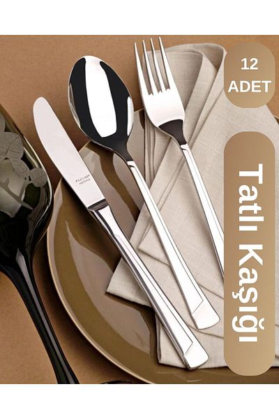 Viyalente Kılıçlar Set of 12 Yakamoz Dessert Spoons Stainless Steel