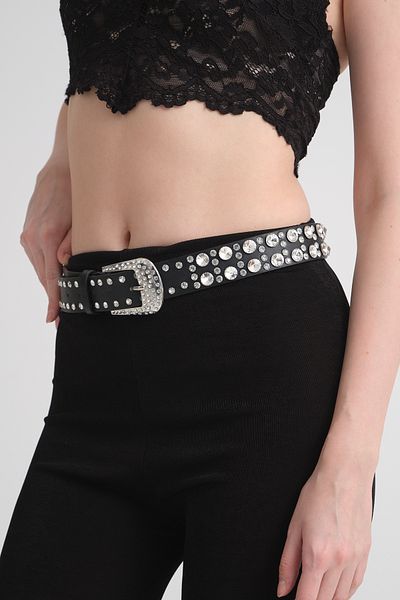 ZAHAROFF Curea neagră pentru femei Crystal Stone, centură pentru blugi, centură pentru rochie, centură pentru haină, centură pentru cămașă