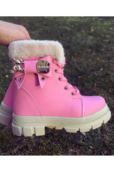 DİGGO Ροζ παιδικές ελαφριές μπότες με αντιολισθητική σόλα, με κορδόνια και φε...