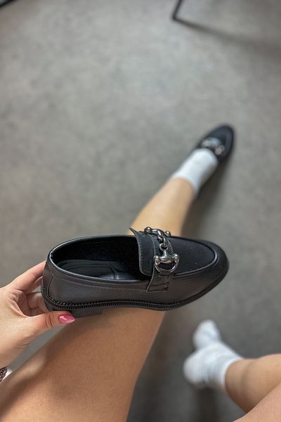 SHOEBELLAS Дамски мокасини с катарама от естествена кожа Charles Black