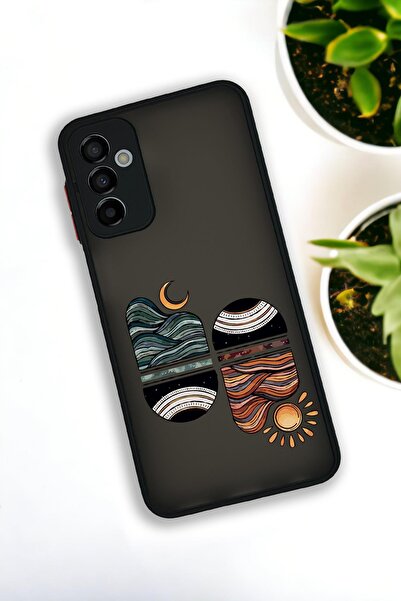 mooodcase Samsung M23 Uyumlu Sunset Wave Desenli Buzlu Şeffaf Lüx Telefon Kılıfı