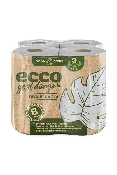 ECO Yeşil Dünya 3 Katlı Tuvalet Kağıdı 8'li