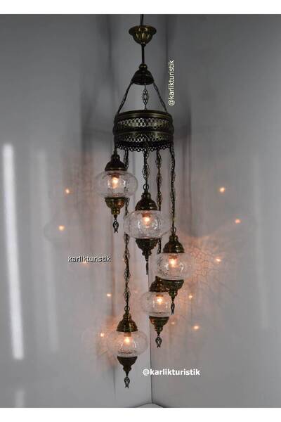 karlıkturistik Otantik Sarkıt Avize 5 li Dekoratif Ev Aydınlatması Tavan Lambası Osmanlı El Yapımı