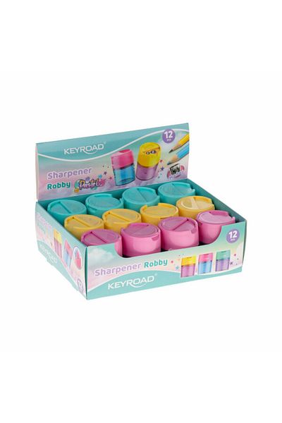 Dağtaş Kırtasiye Keyroad Robby Double Hole Pencil Sharpener 12 Pieces Mixed Pastel Color