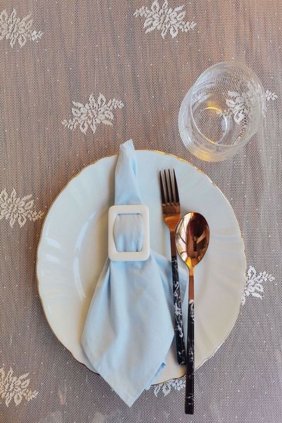 Emtory Home 6 Pieces White Leather Covered Napkin Rings - Napkin Ring