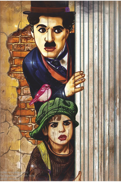 Hayat Poster charlie chaplin the kid sinema pop art estetik dekor tablo retro ahşap poster