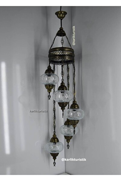 karlıkturistik Otantik Sarkıt Avize 5 li Dekoratif Ev Aydınlatması Tavan Lambası Osmanlı El Yapımı