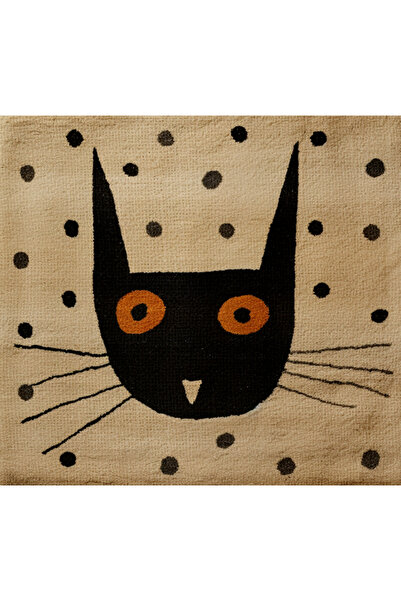 Rugs Modern Halı Dido Koleksiyonu Bej Siyah Tema Sürrealist Kedi Desenli Mode...