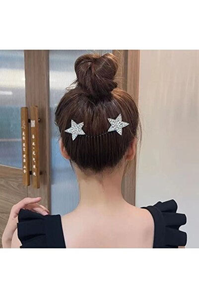 Efna Store دبوس شعر على شكل نجمة مرصعة بالكريستال مع دبوس شعر زنبركي مخفي