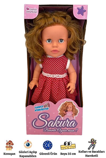 Gamze Oyuncak Türkçe Konuşan Kahverengi Saçlı Et Bebek Oyuncak 35 cm