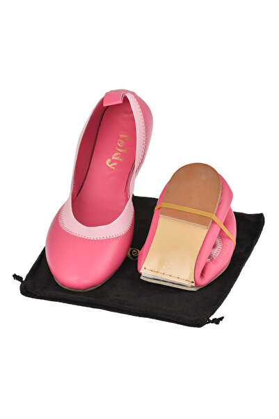 Foldy Сгъваеми дамски балерини от естествена кожа във цвят на фуксия