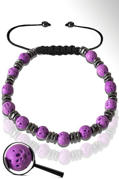 Tesbih Atölyesi Certified Hematite Purple Volcanic Lava Stone Bracelet - Volcano Stone