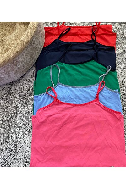 EBRULİ BUTİK06 Women's Combed Cotton Tank Top with 5 Rope Straps