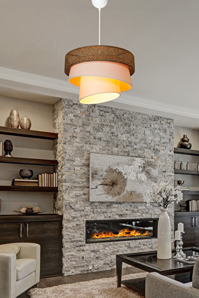 manogrup avize aydınlatma DORYA SARKIT KAHVE ARTI DESEN - KREM FINLIN