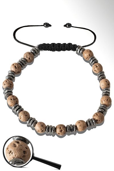 Tesbih Atölyesi Certified Hematite Brown Volcanic Lava Stone Bracelet - Volcano Stone