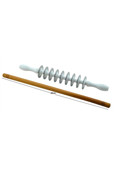 HitDukkan 9 Bıçaklı Pratik Merdane Mantı Kesme Aparatı ve Ahşap 50cm Oklava 2...