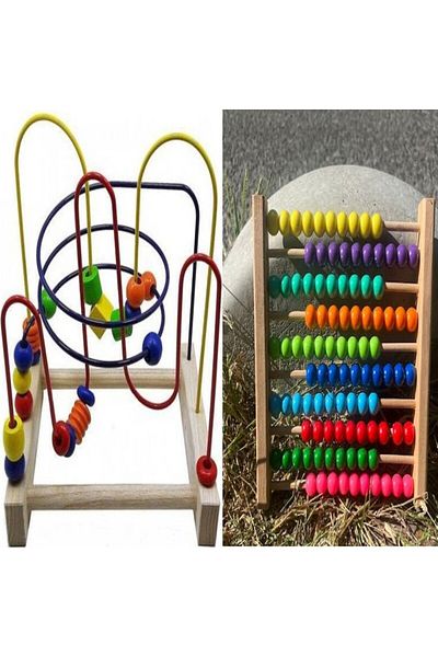 SİNKA Wooden Coordination Spiral + Wooden Abacus Bead Number Counting
