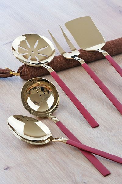 Glore Rio 5-Piece Sauce Serving Set Shiny Gold Red