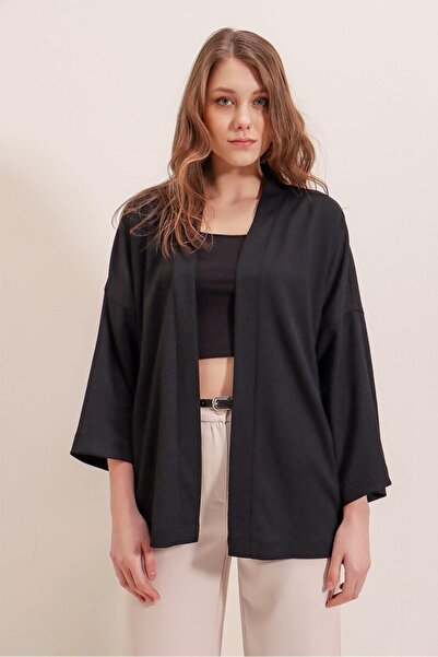 hazelin Жіночий чорний відкритий комір з текстурованою тканиною Сезонний підж...