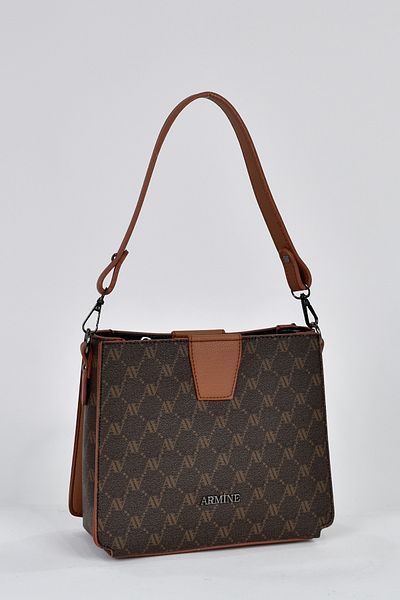 Armine 3 Compartment Women's Shoulder Strap Handbag Brown 348